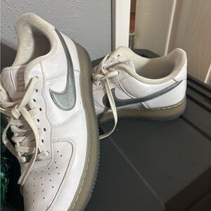 Nike Air Force 1 White and Gray Sneakers